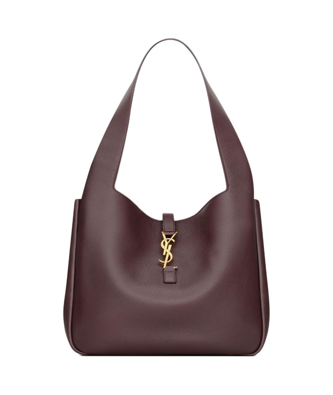 SAINT LAURENT Бордовая кожаная сумка тоут, фото 5