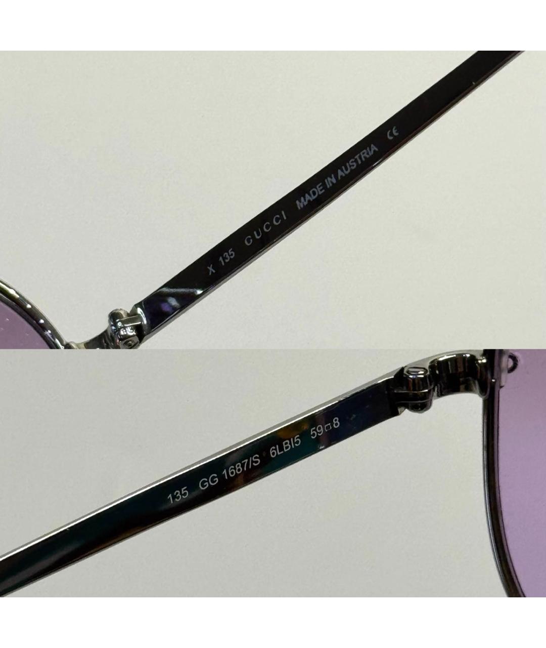 GUCCI Фиолетовые металлические солнцезащитные очки, фото 3