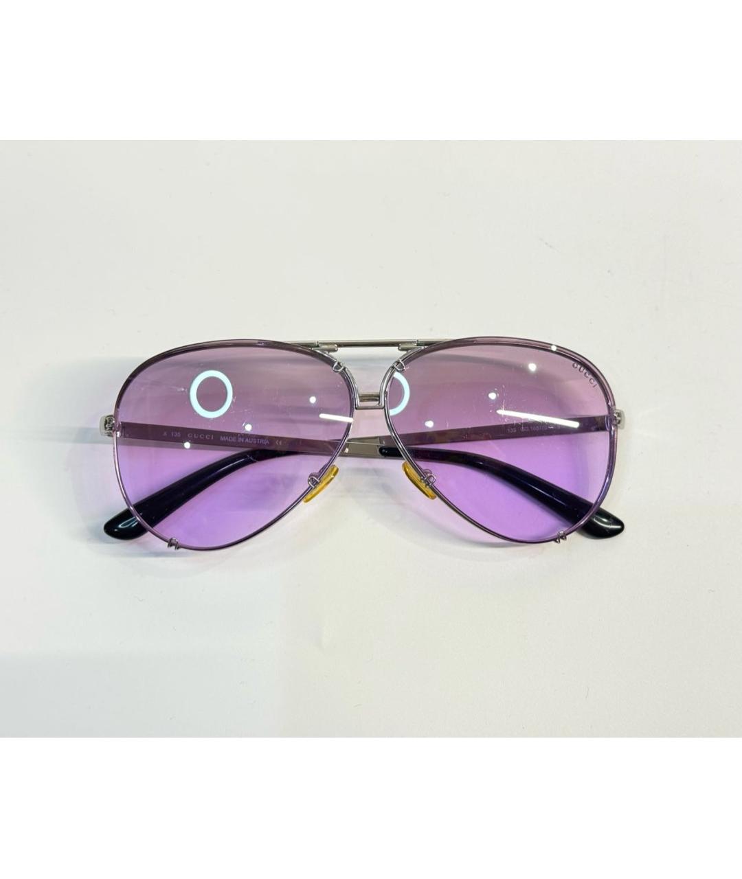 GUCCI Фиолетовые металлические солнцезащитные очки, фото 9