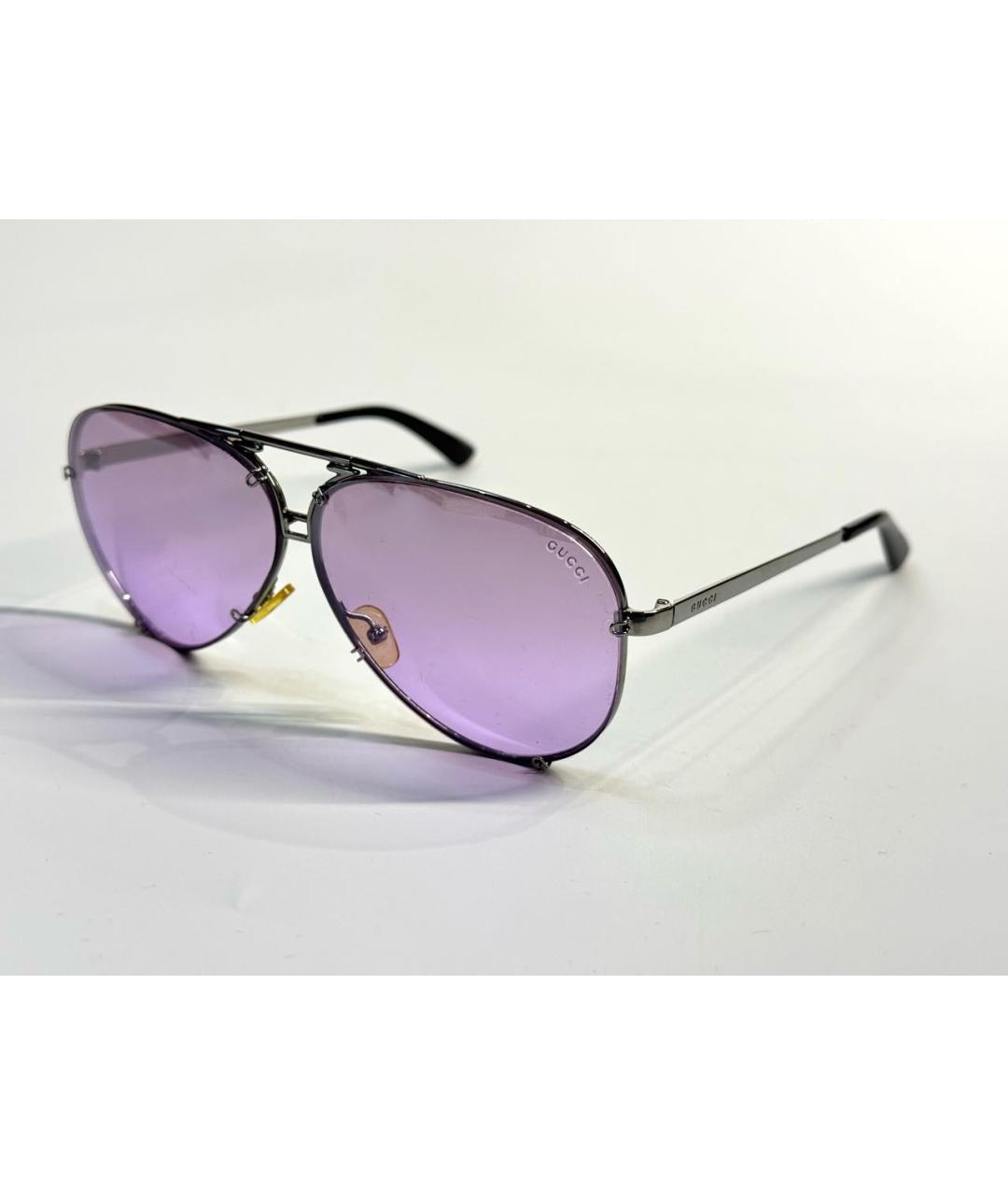 GUCCI Фиолетовые металлические солнцезащитные очки, фото 8