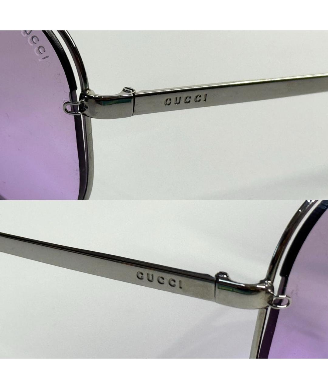 GUCCI Фиолетовые металлические солнцезащитные очки, фото 5