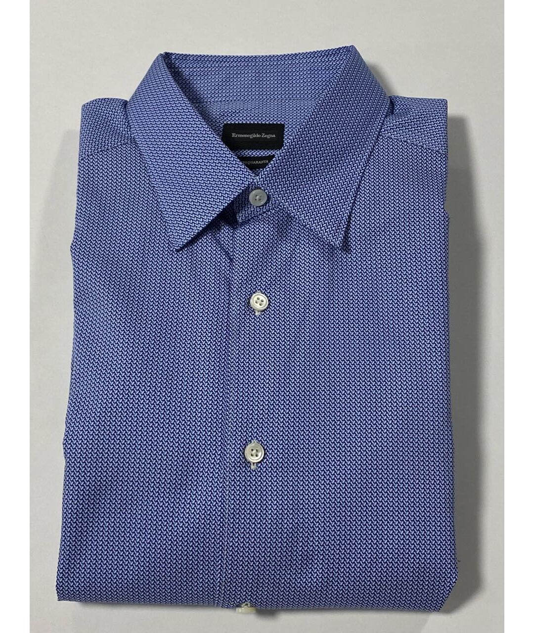 ERMENEGILDO ZEGNA Синяя хлопковая классическая рубашка, фото 5