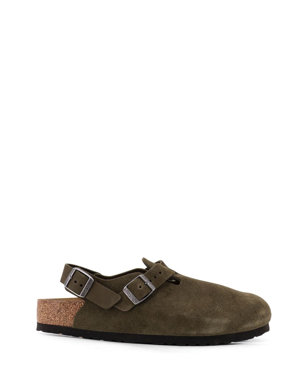 BIRKENSTOCK Коричневые замшевые шлепанцы, фото 1