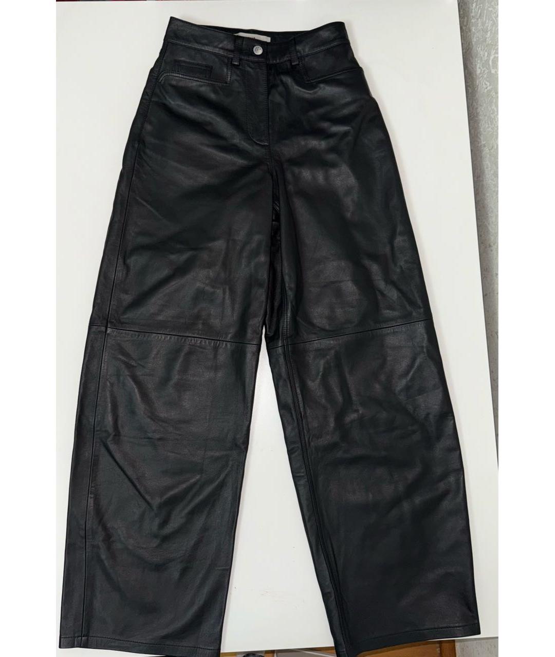 REMAIN Черные кожаные брюки широкие, фото 2