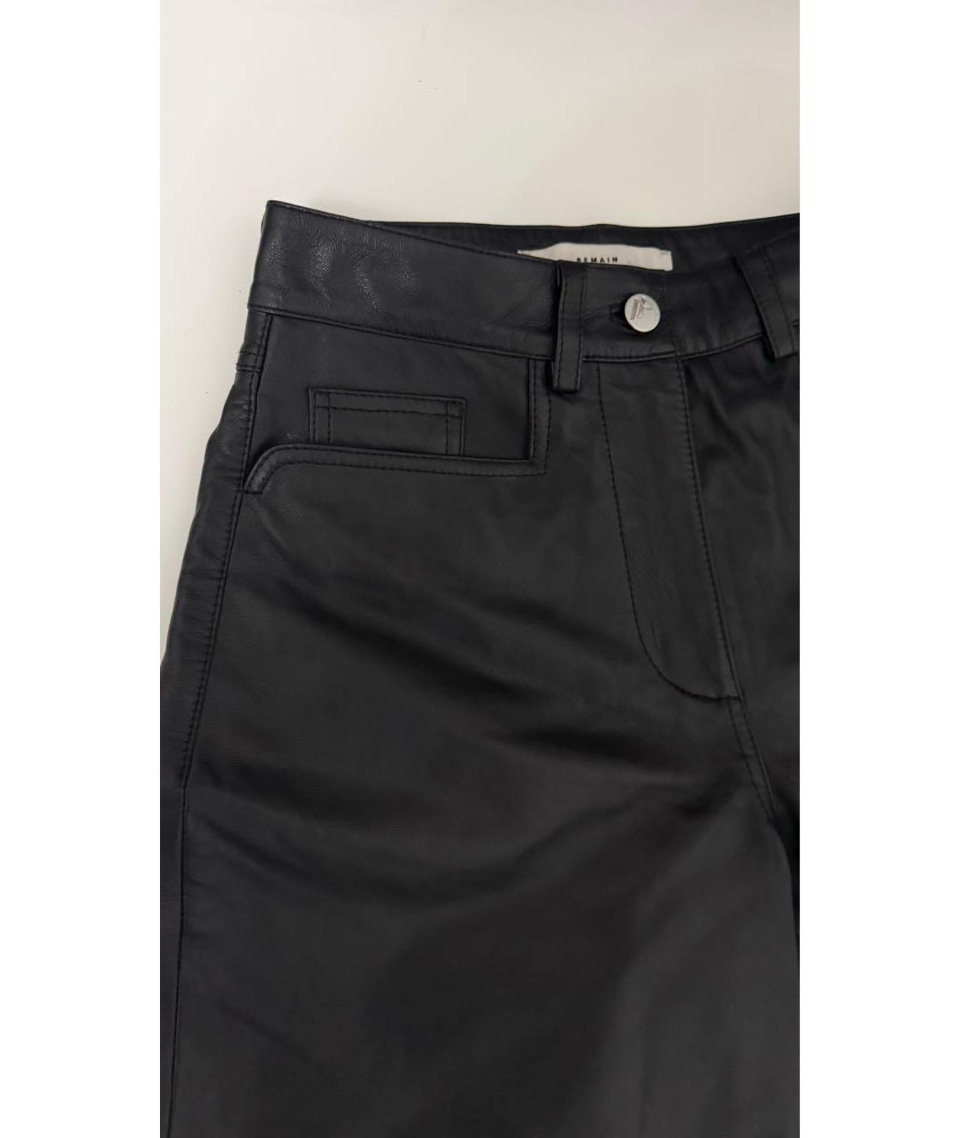 REMAIN Черные кожаные брюки широкие, фото 4