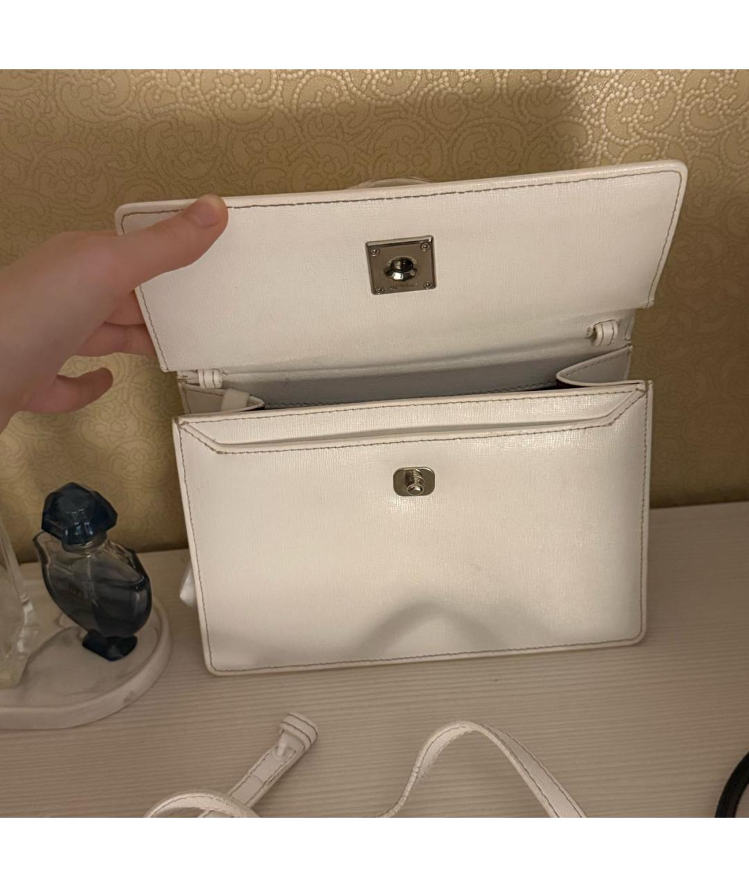 OFF-WHITE Белая кожаная сумка с короткими ручками, фото 2