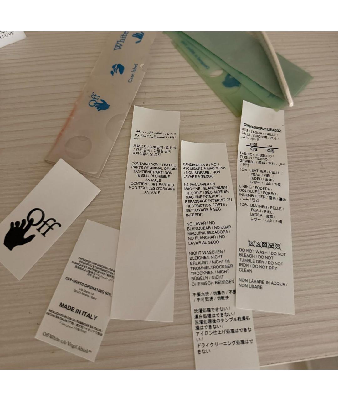 OFF-WHITE Белая кожаная сумка с короткими ручками, фото 7