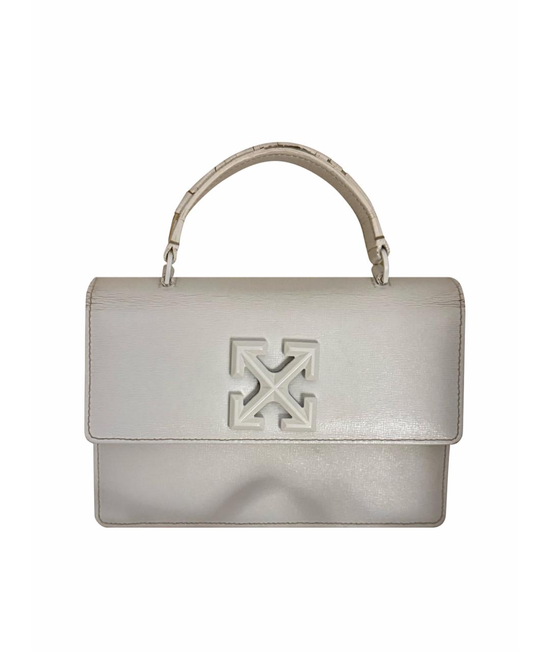 OFF-WHITE Белая кожаная сумка с короткими ручками, фото 1