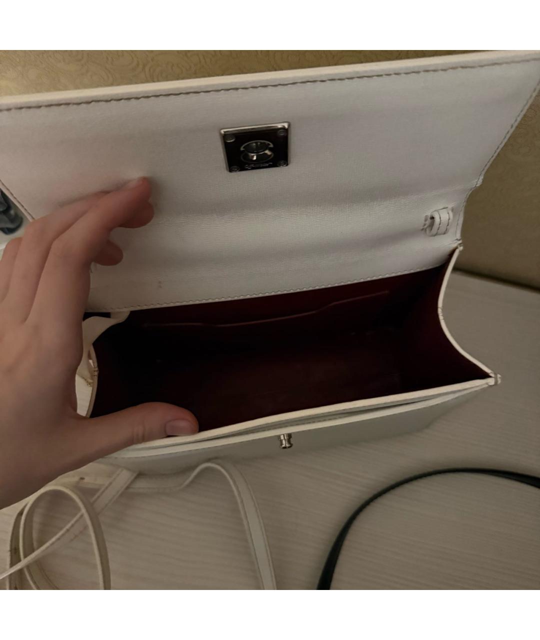 OFF-WHITE Белая кожаная сумка с короткими ручками, фото 5