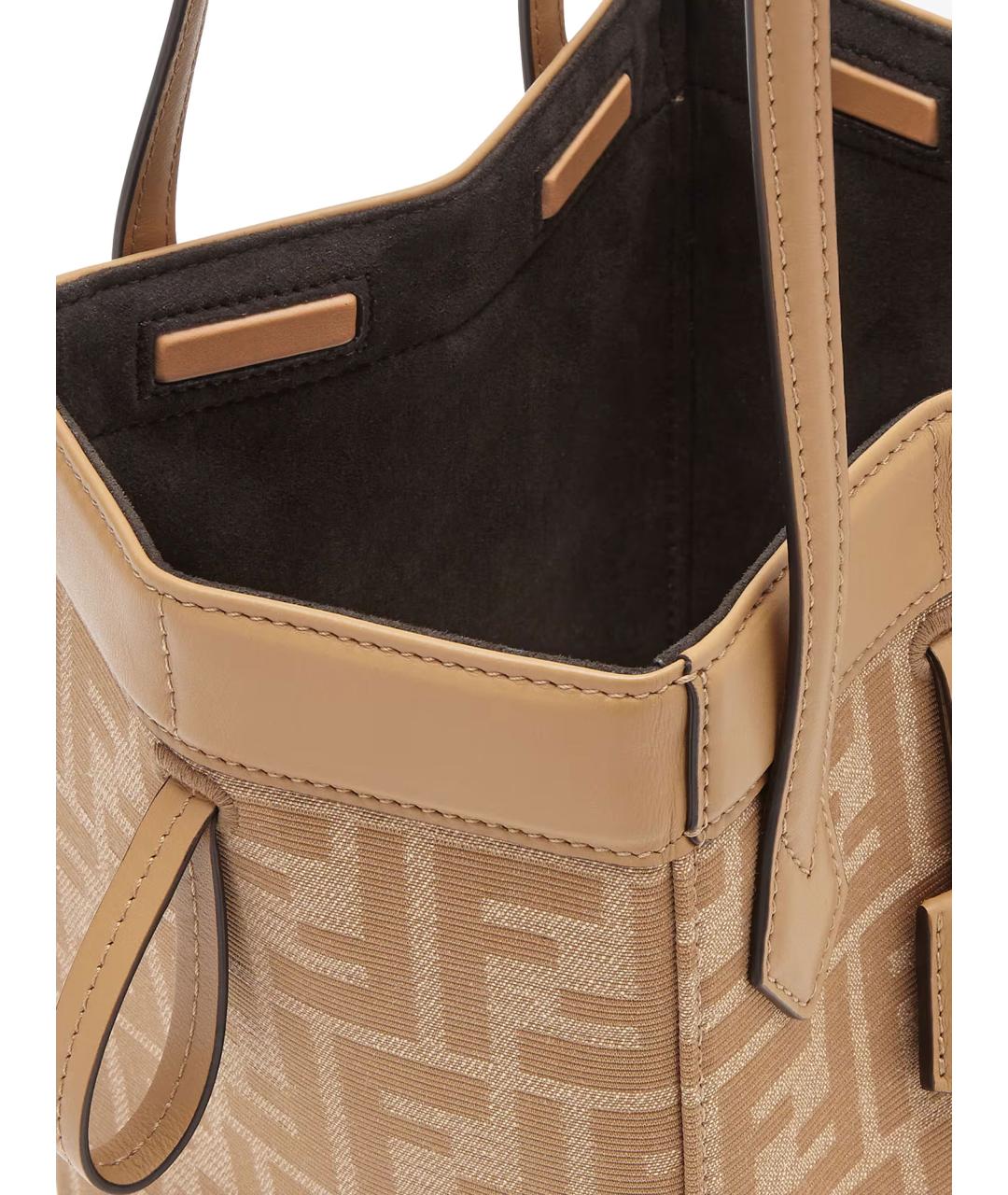 FENDI Бежевая тканевая сумка тоут, фото 4
