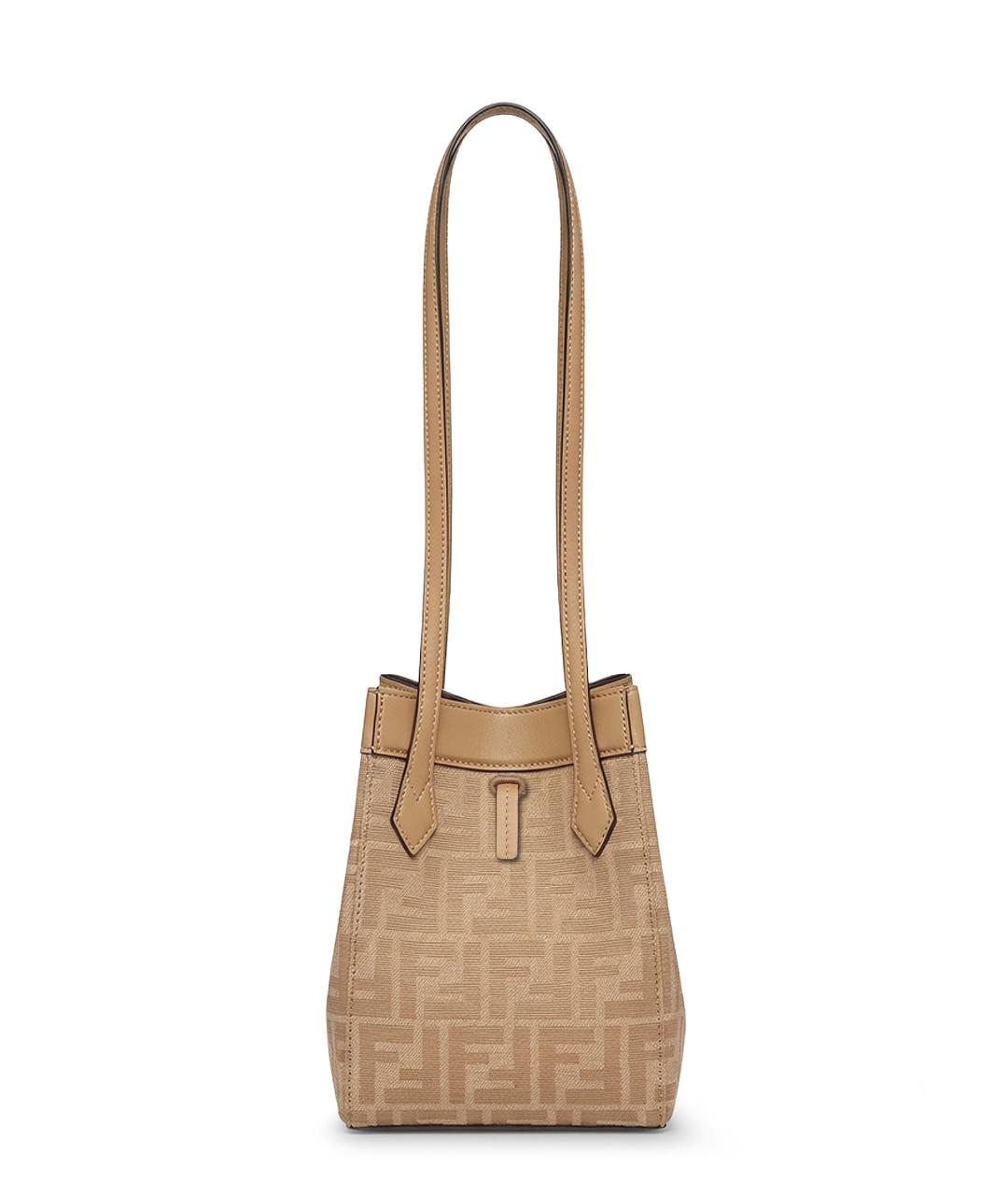 FENDI Бежевая тканевая сумка тоут, фото 2