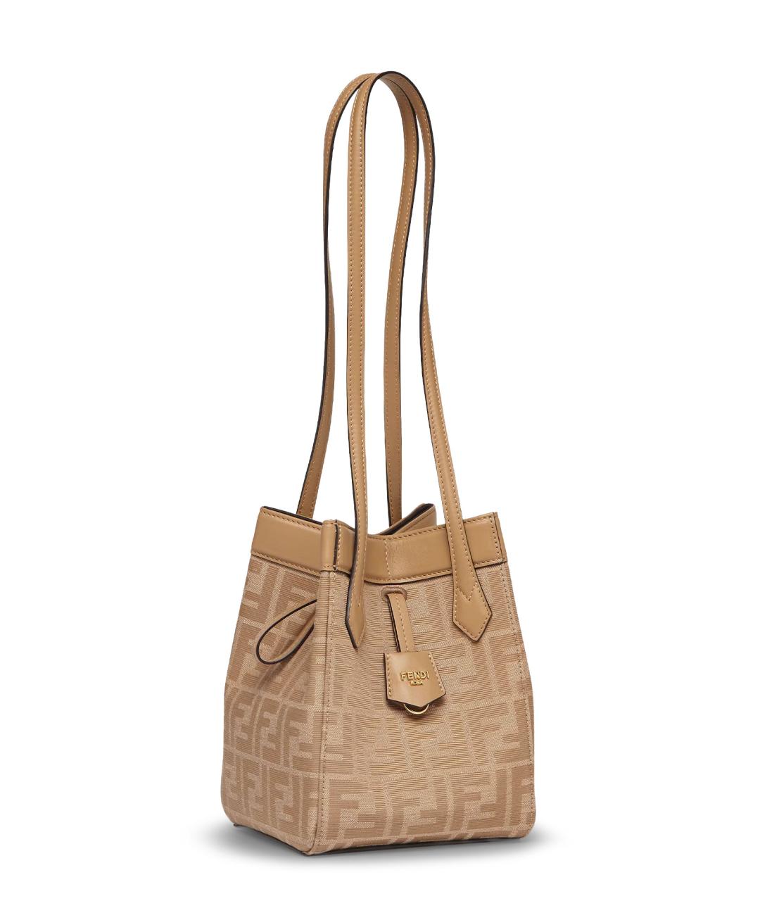 FENDI Бежевая тканевая сумка тоут, фото 3