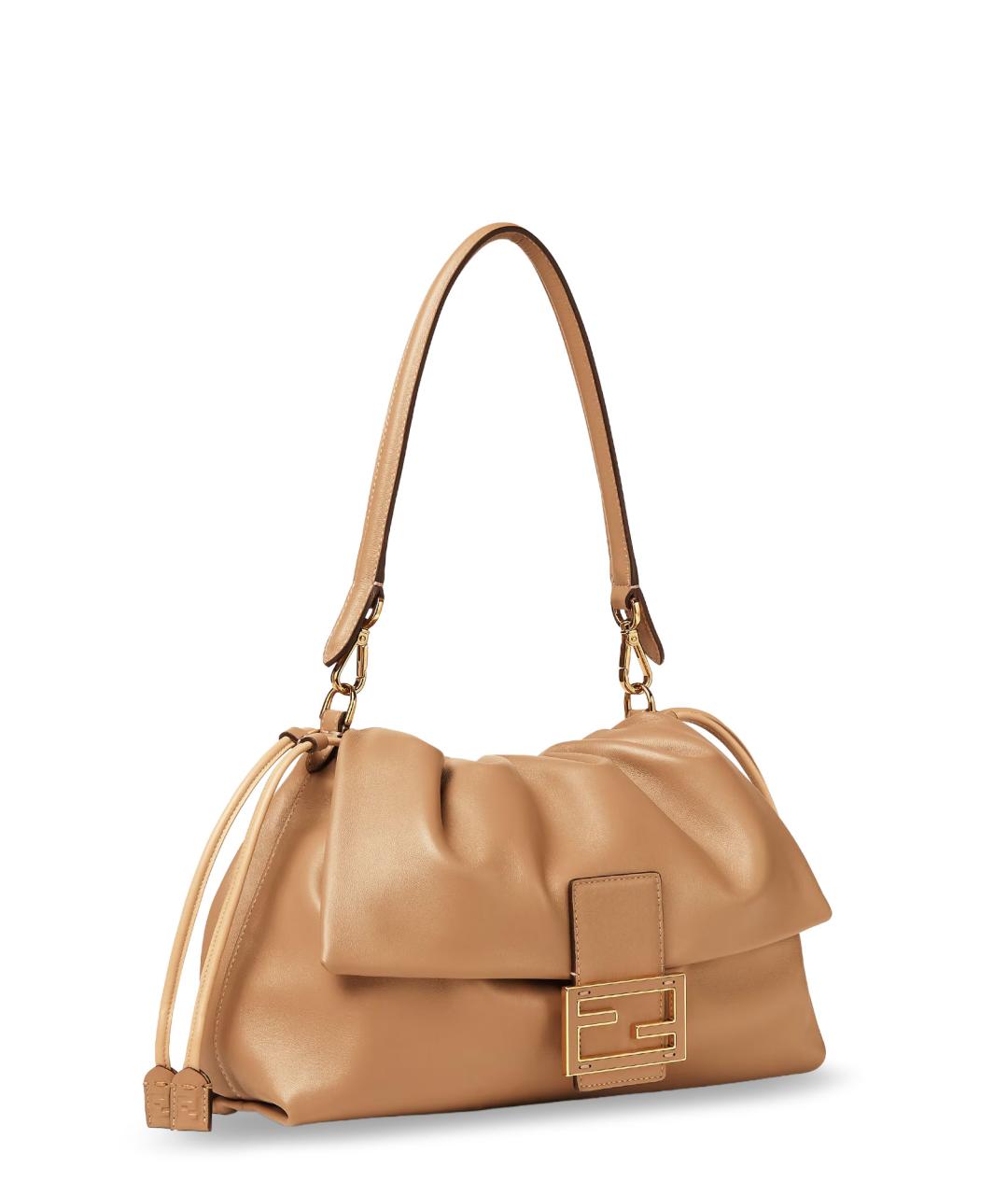 FENDI Бежевая кожаная сумка через плечо, фото 3