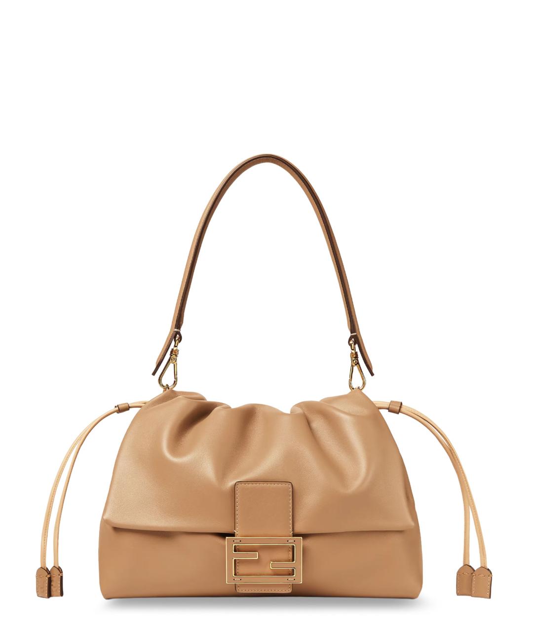 FENDI Бежевая кожаная сумка через плечо, фото 1