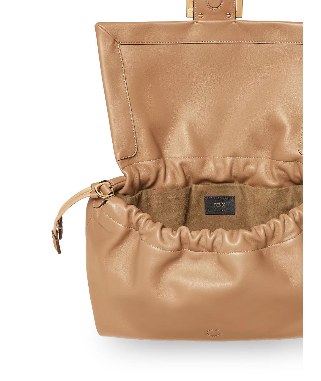 FENDI Бежевая кожаная сумка через плечо, фото 4