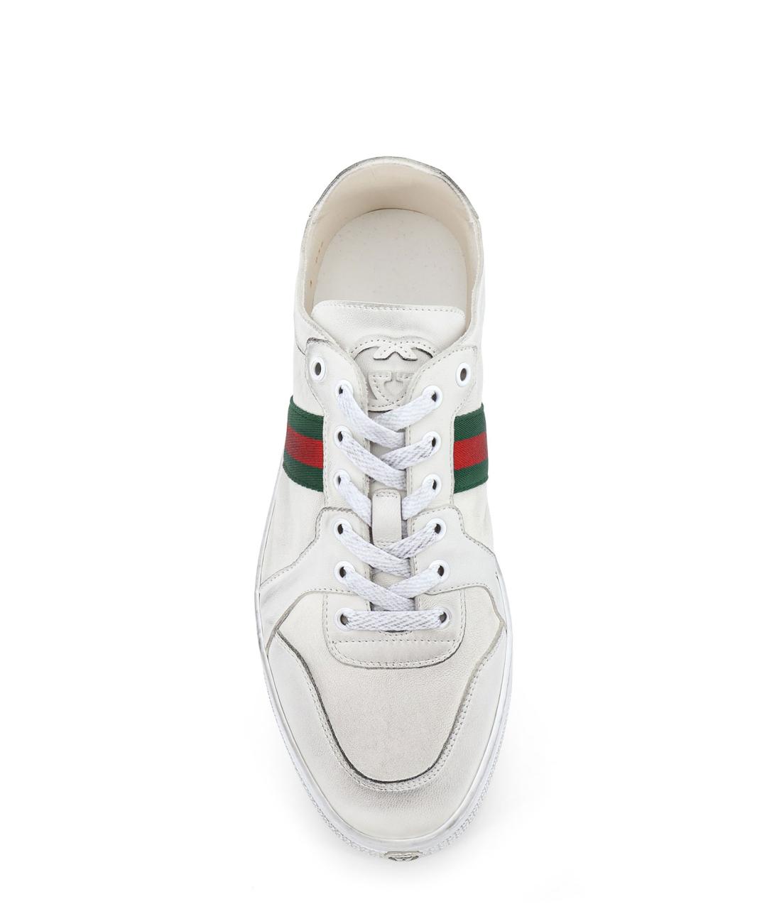 GUCCI Белые кожаные низкие кроссовки / кеды, фото 5