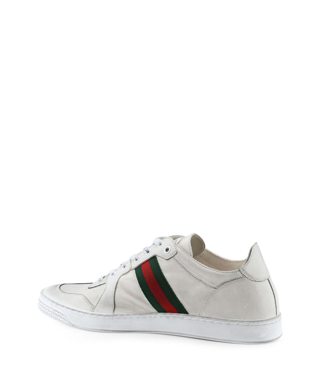 GUCCI Белые кожаные низкие кроссовки / кеды, фото 3