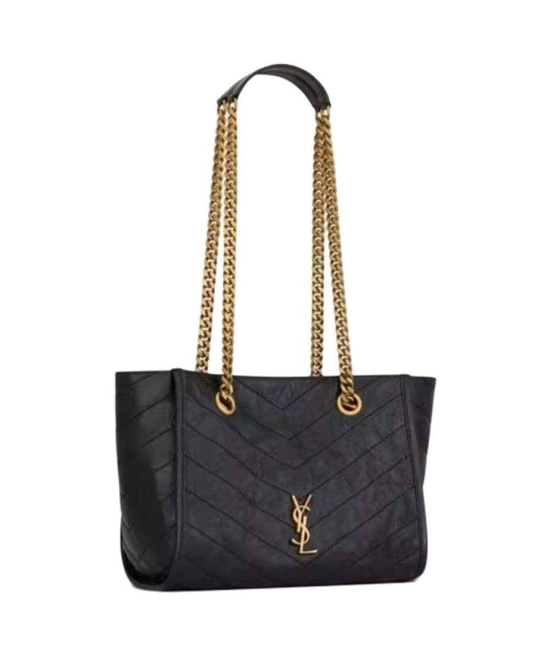 SAINT LAURENT Черная кожаная сумка через плечо, фото 4