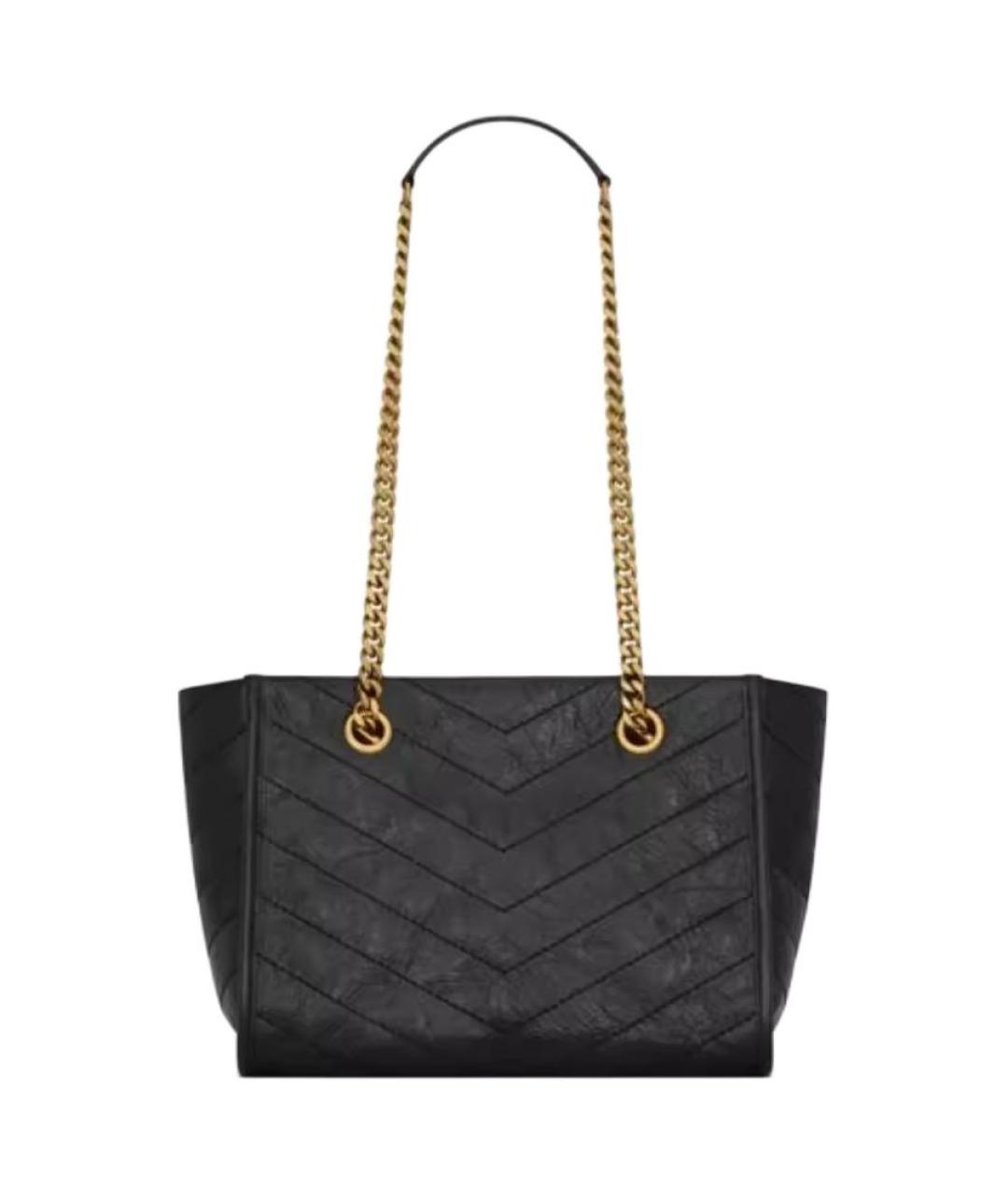 SAINT LAURENT Черная кожаная сумка через плечо, фото 2