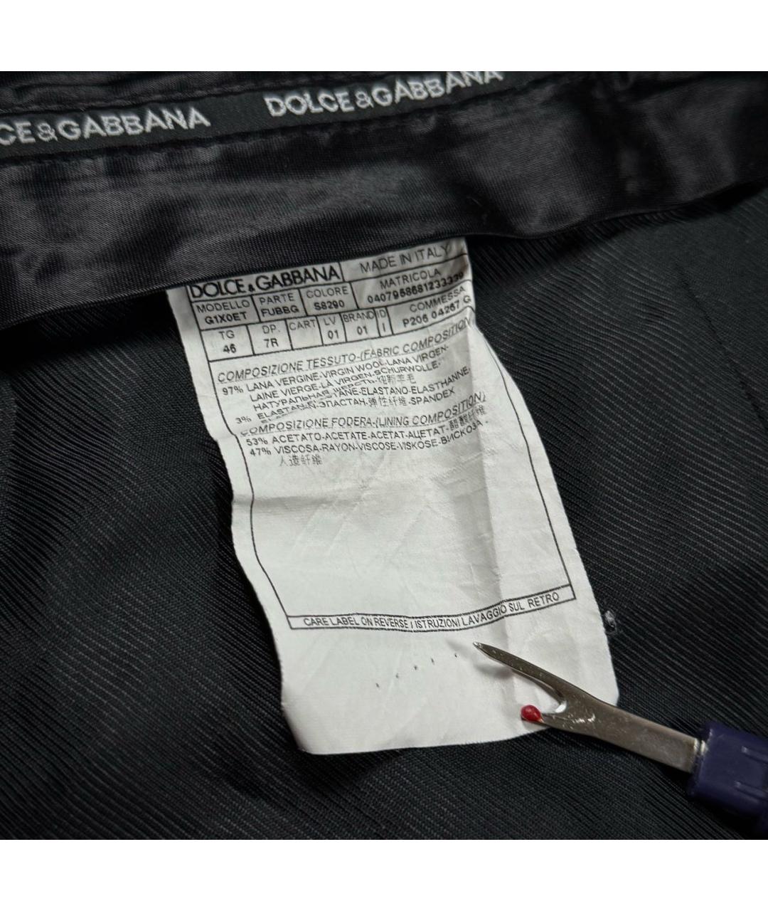 DOLCE&GABBANA Черные шерстяные классические брюки, фото 5