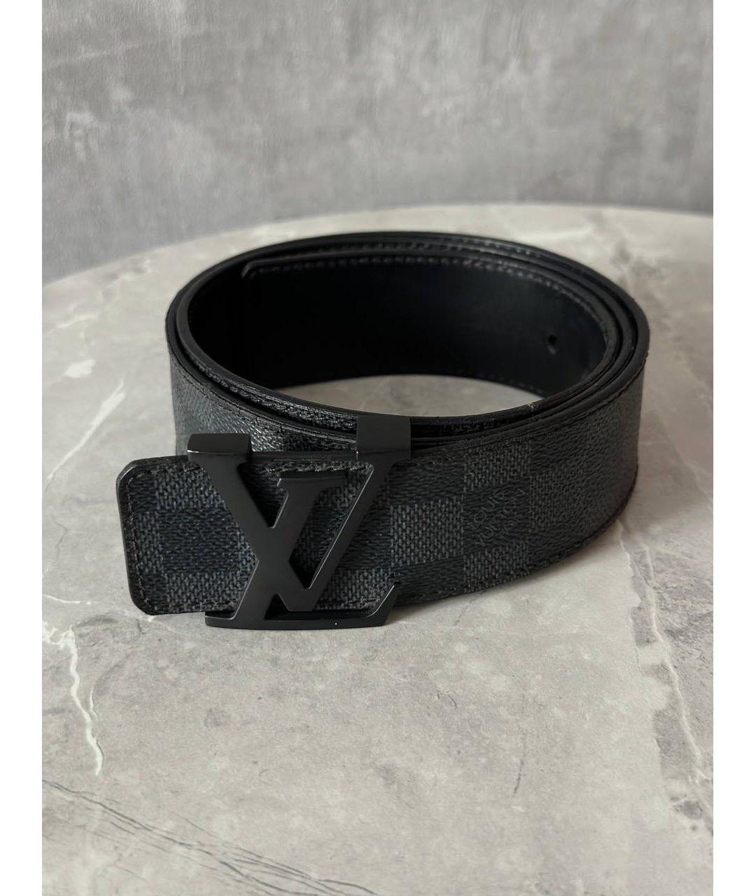 LOUIS VUITTON Черный кожаный ремень, фото 4