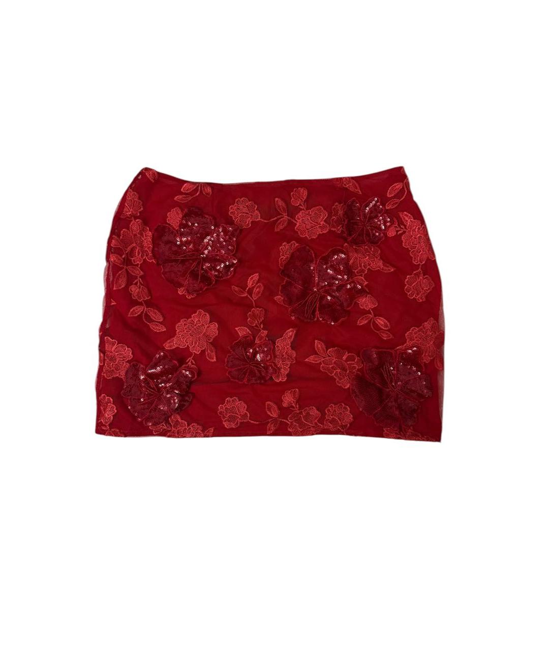 ROTATE Красная кружевная юбка мини, фото 9
