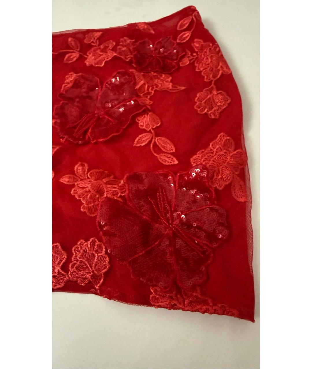 ROTATE Красная кружевная юбка мини, фото 3