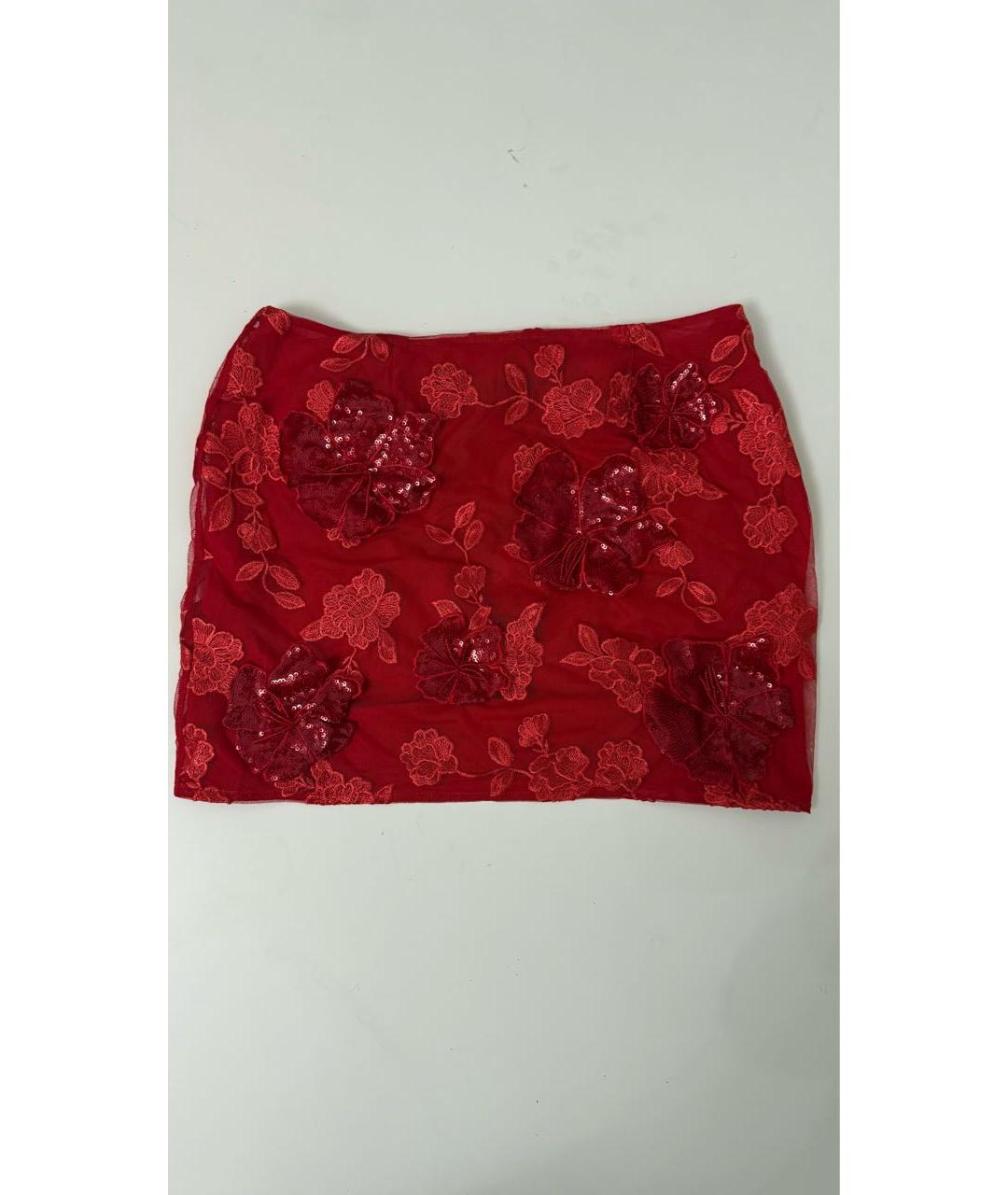 ROTATE Красная кружевная юбка мини, фото 2
