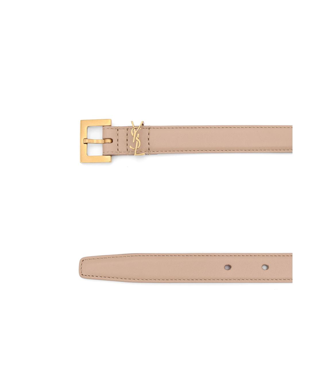 SAINT LAURENT Бежевый кожаный ремень, фото 3
