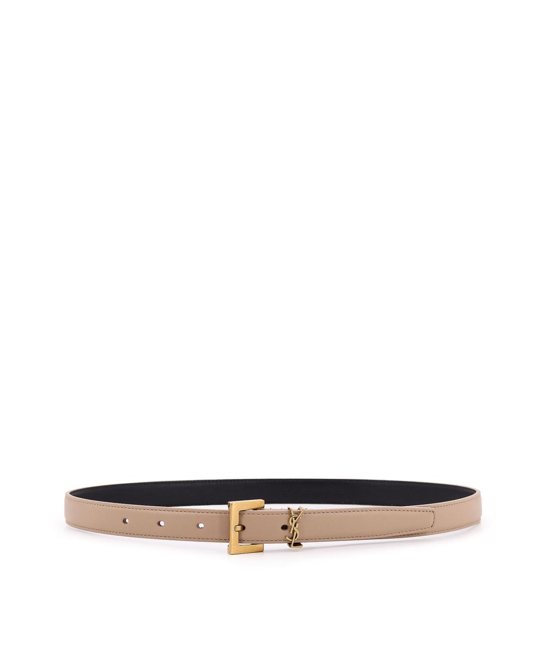 SAINT LAURENT Бежевый кожаный ремень, фото 1