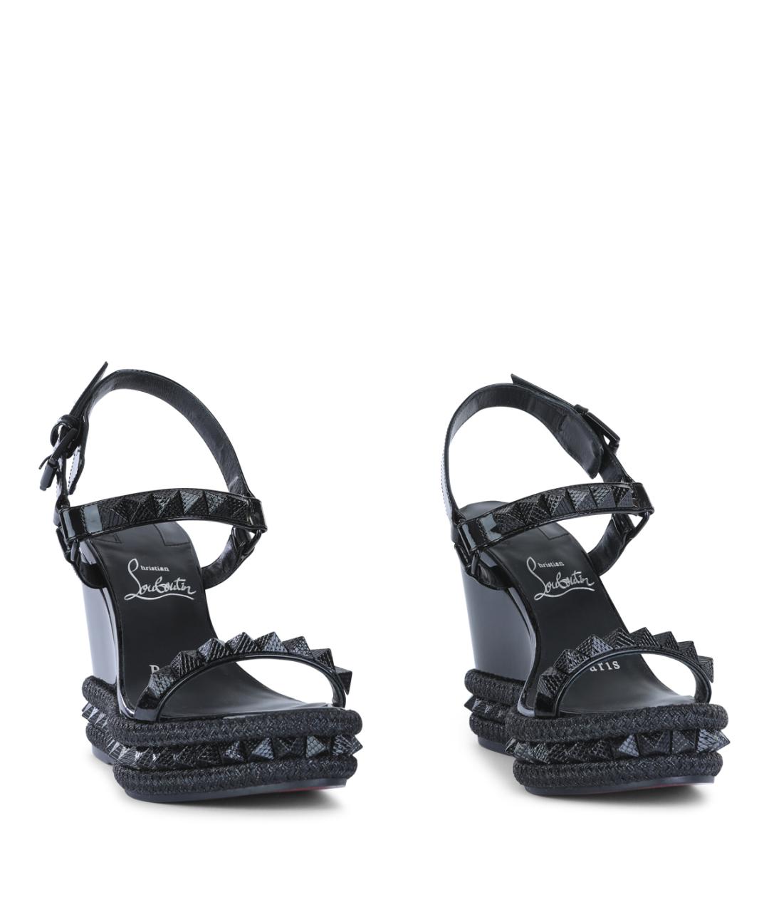 CHRISTIAN LOUBOUTIN Черные босоножки из лакированной кожи, фото 2