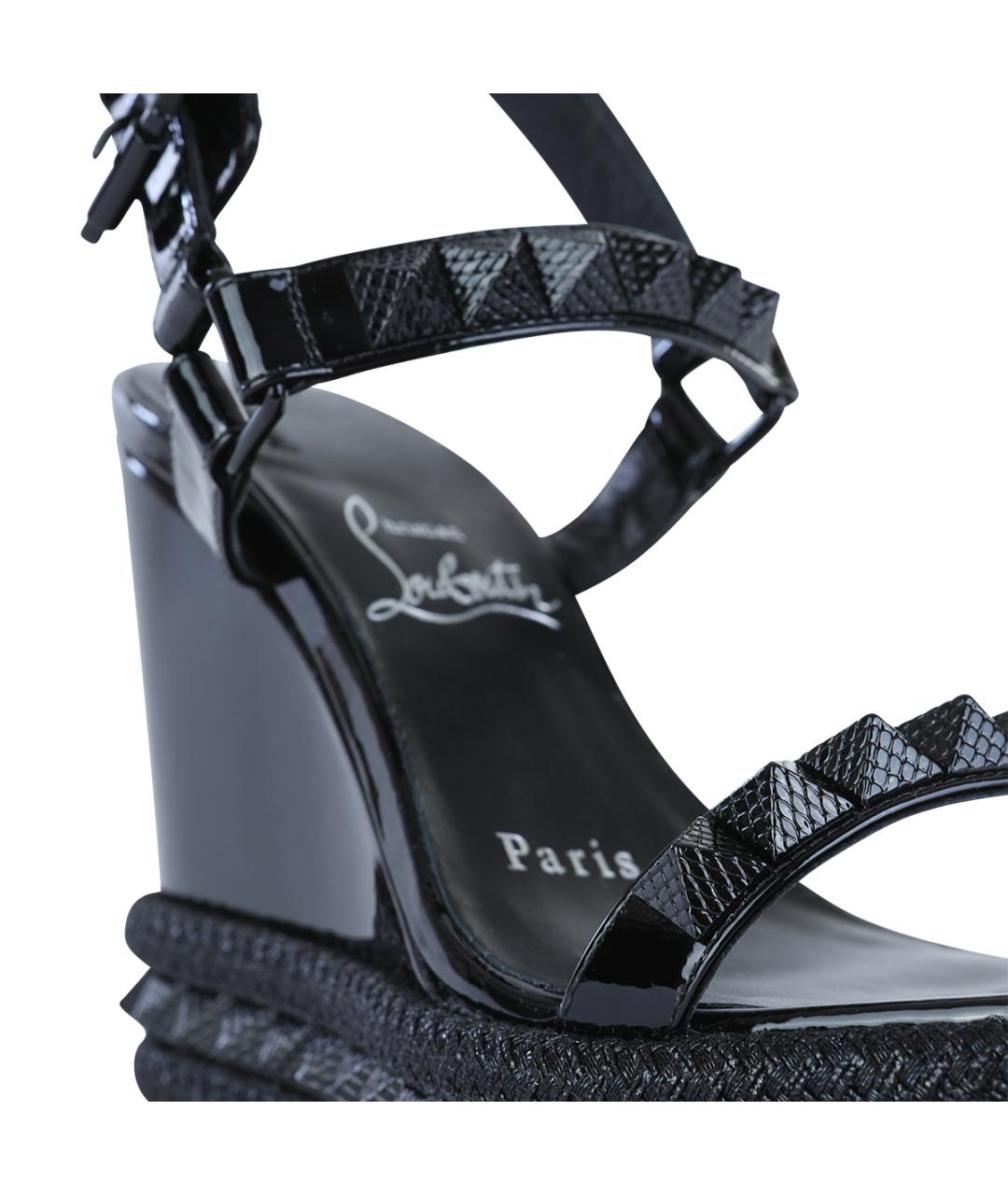 CHRISTIAN LOUBOUTIN Черные босоножки из лакированной кожи, фото 4