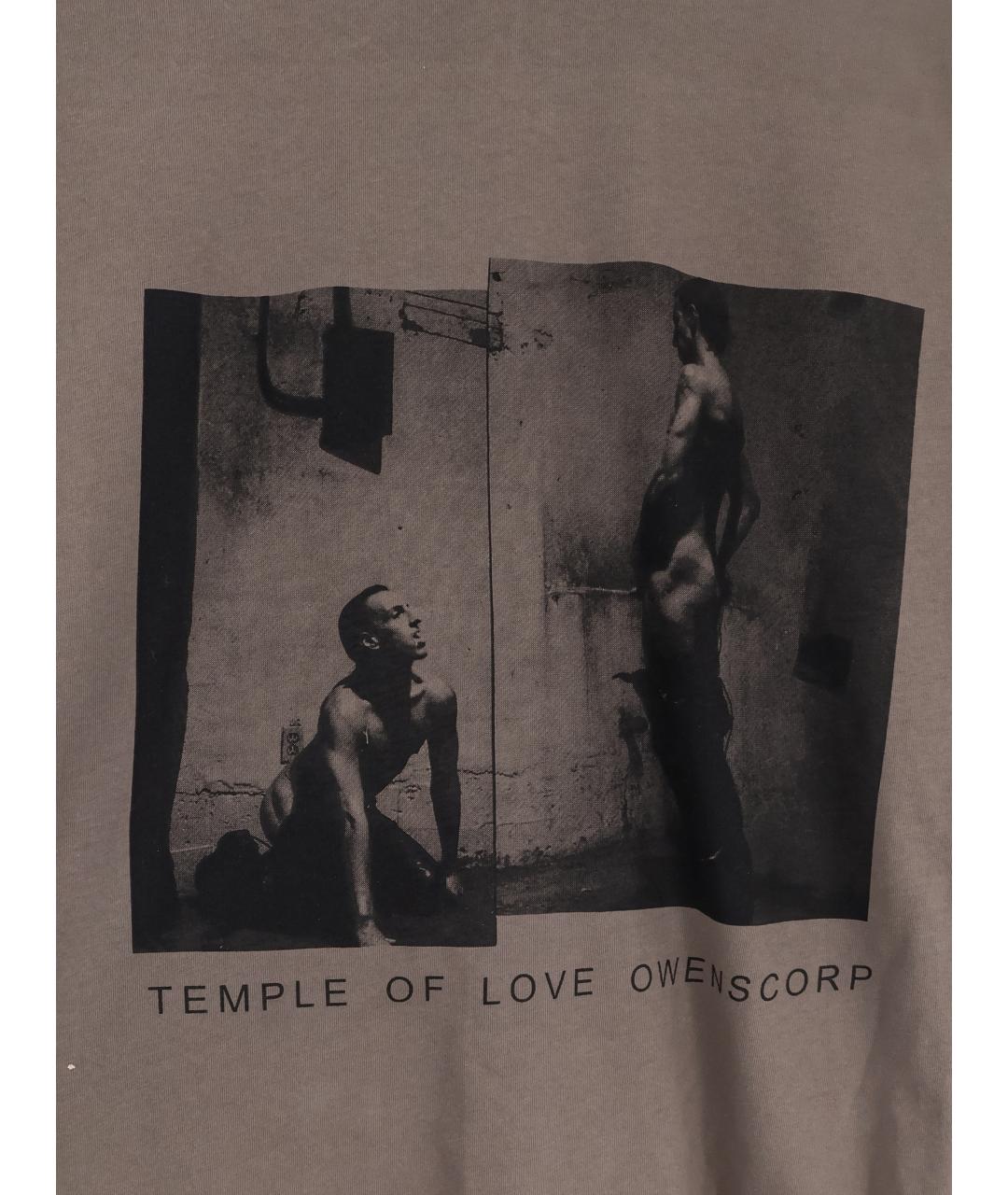 RICK OWENS DRKSHDW Серая хлопковая футболка, фото 3
