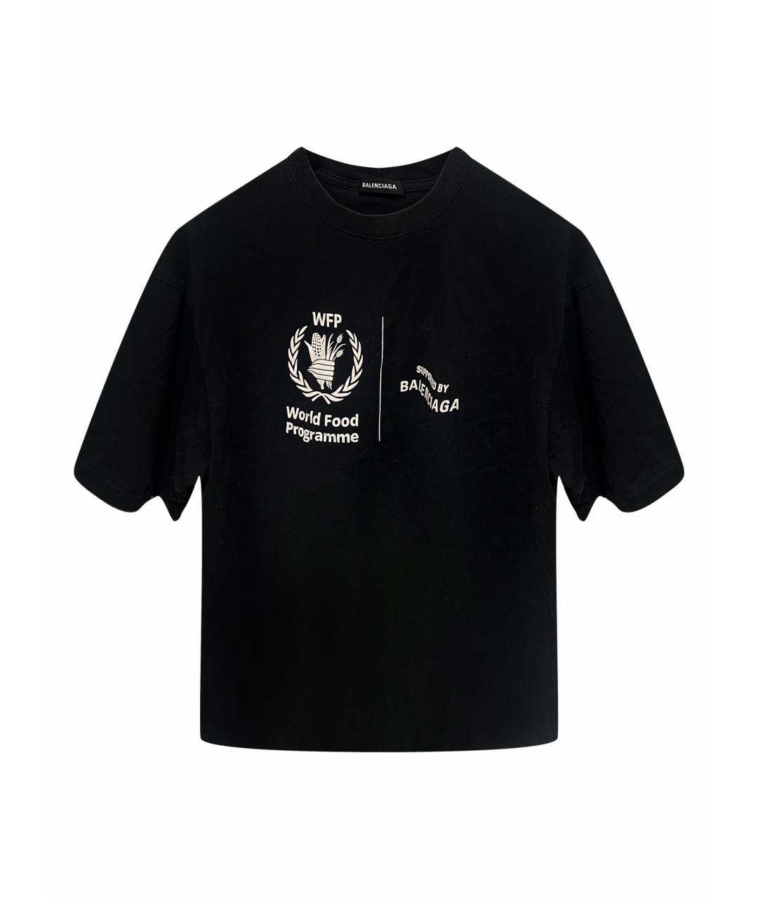 BALENCIAGA Черная хлопковая футболка, фото 1