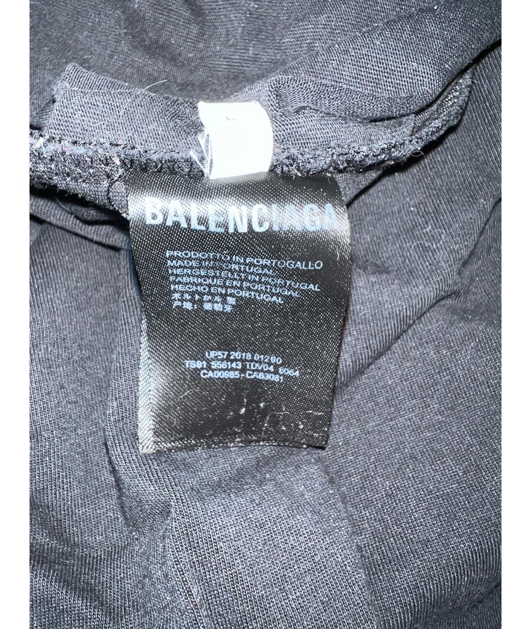 BALENCIAGA Черная хлопковая футболка, фото 4