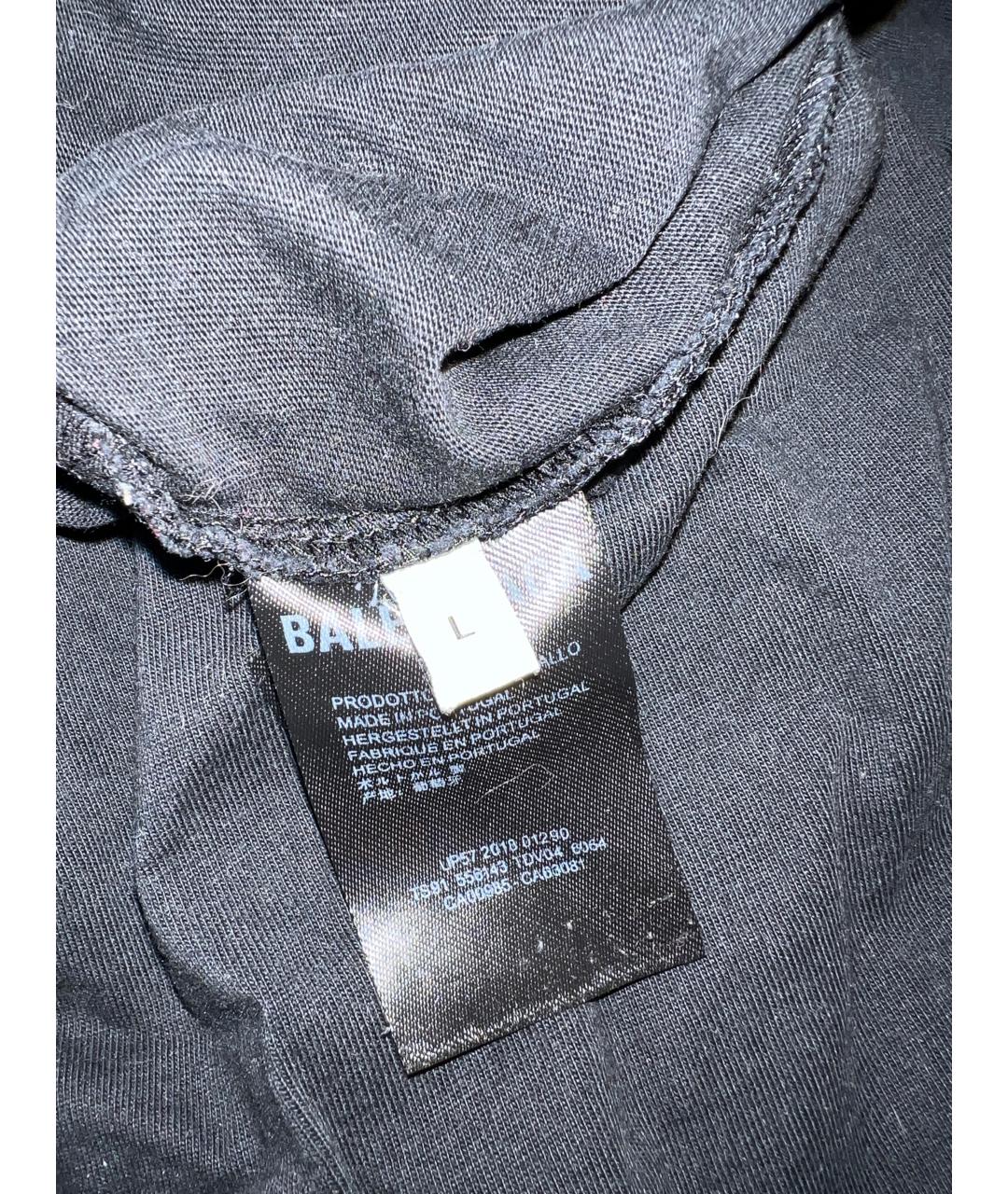 BALENCIAGA Черная хлопковая футболка, фото 3