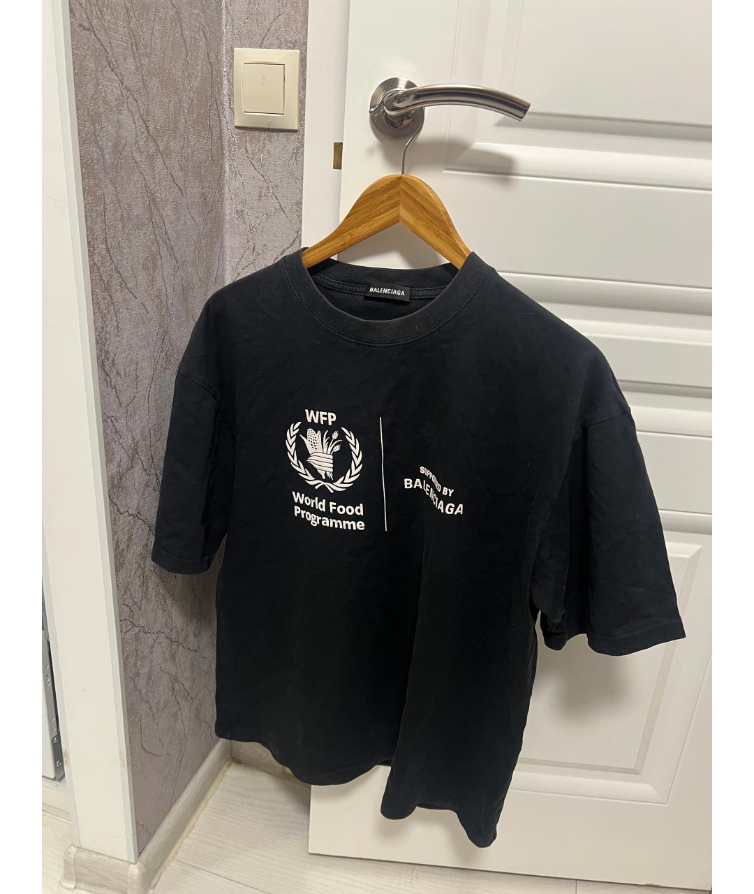 BALENCIAGA Черная хлопковая футболка, фото 7