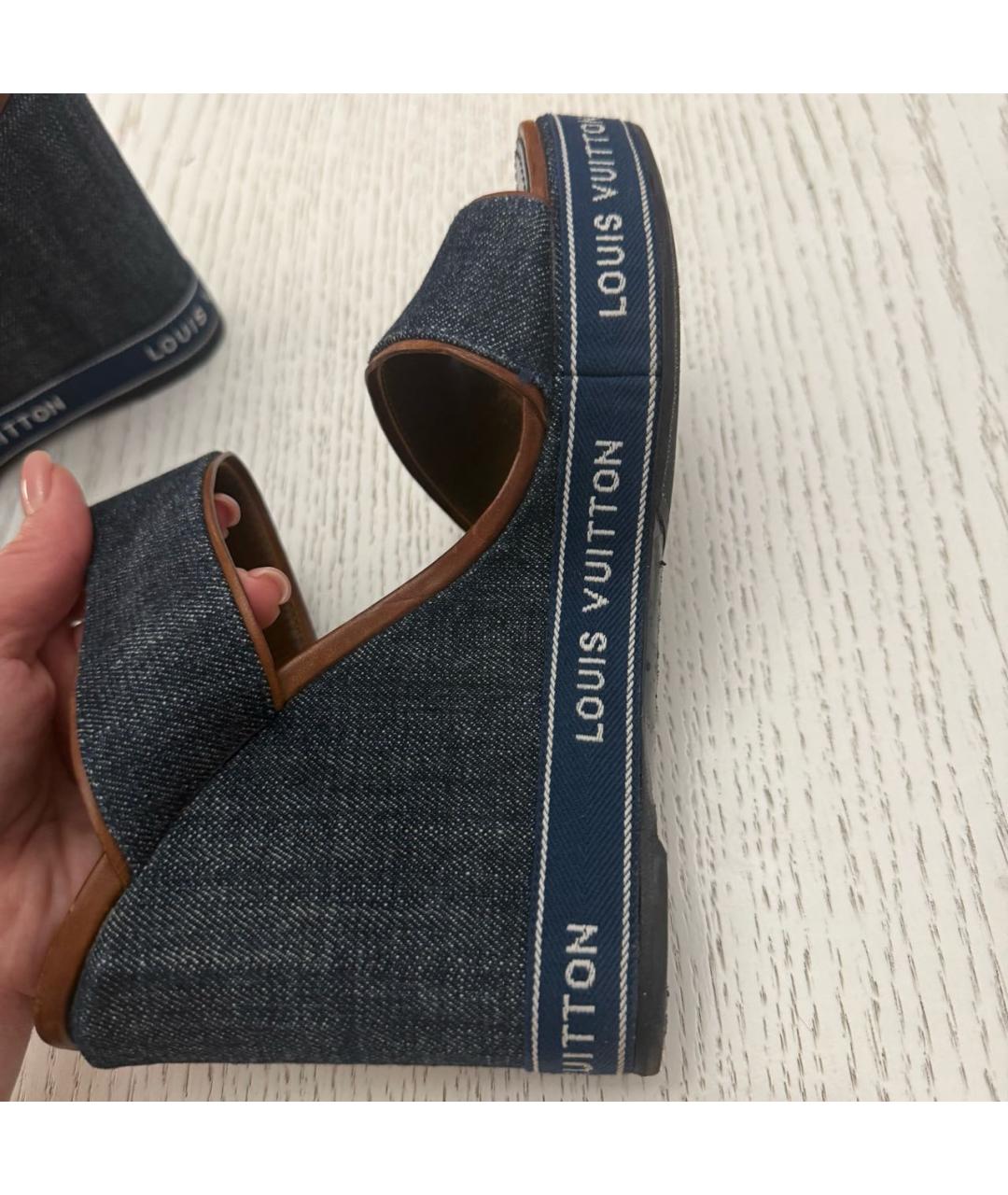 LOUIS VUITTON Темно-синие босоножки, фото 4