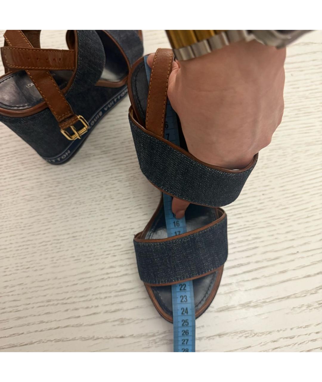 LOUIS VUITTON Темно-синие босоножки, фото 7