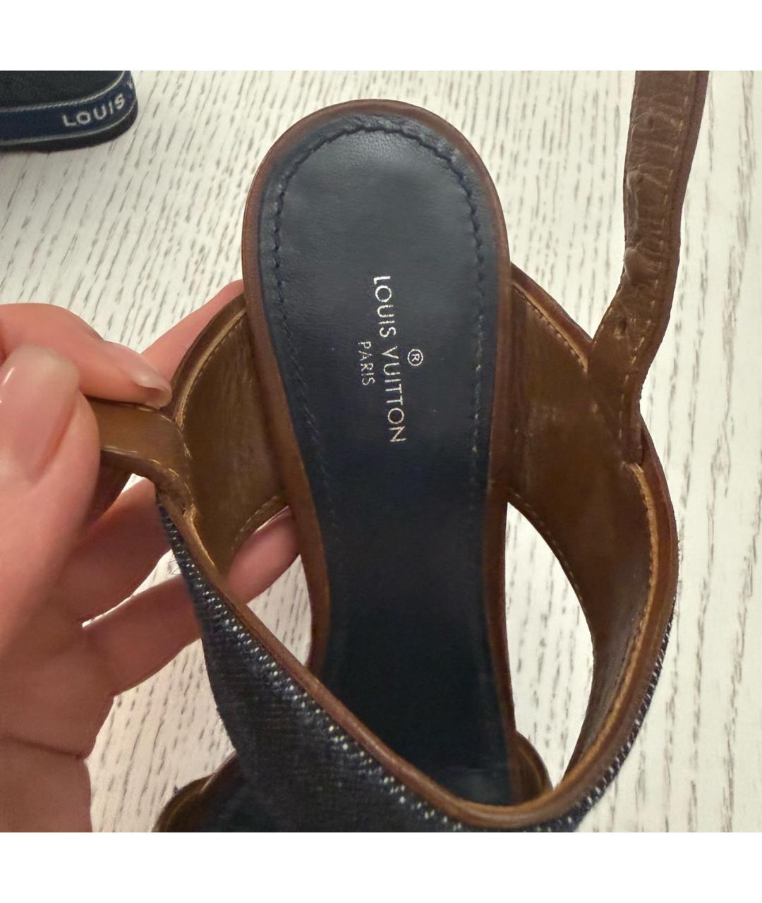 LOUIS VUITTON Темно-синие босоножки, фото 5