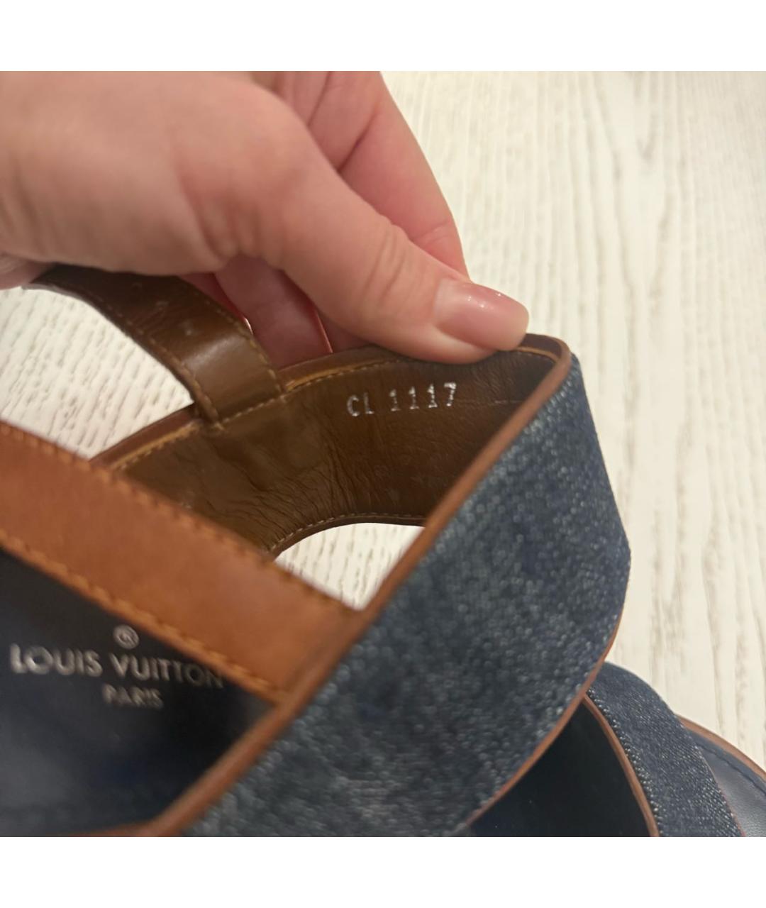 LOUIS VUITTON Темно-синие босоножки, фото 3