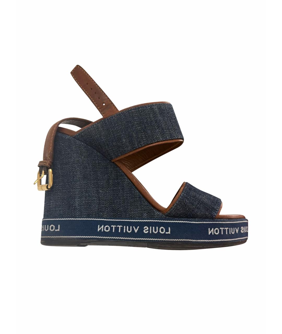 LOUIS VUITTON Темно-синие босоножки, фото 1