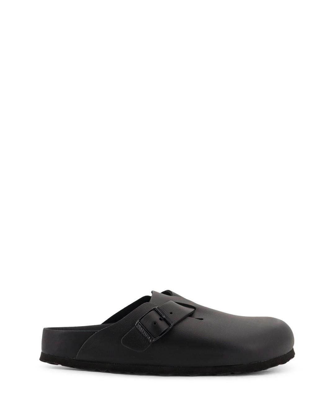 BIRKENSTOCK Черные кожаные шлепанцы, фото 1