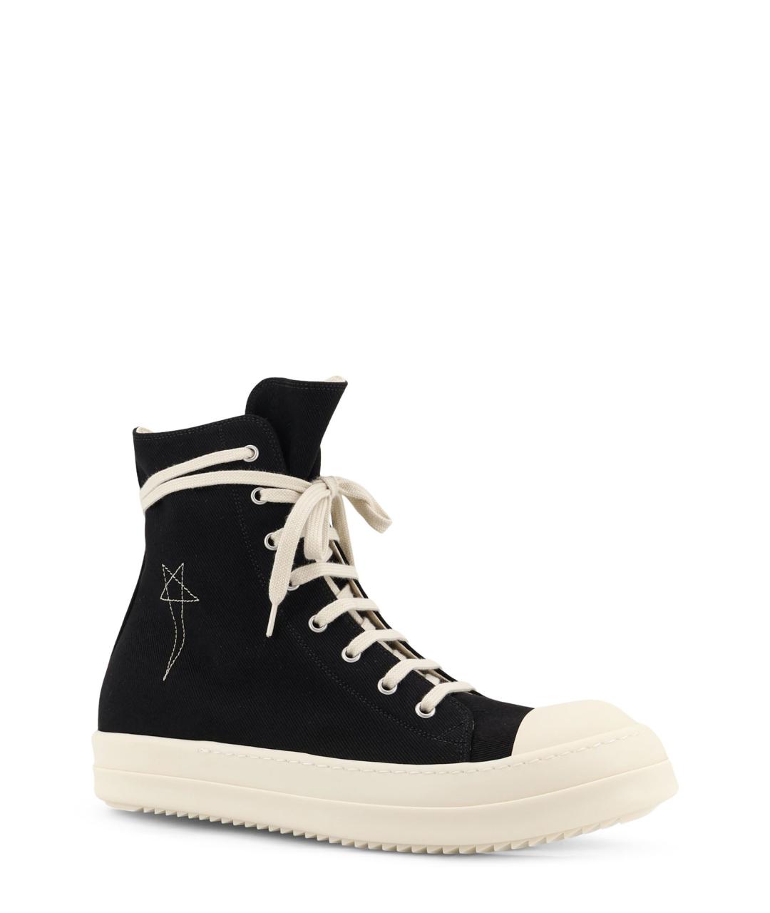 RICK OWENS DRKSHDW Черные текстильные высокие кроссовки / кеды, фото 2