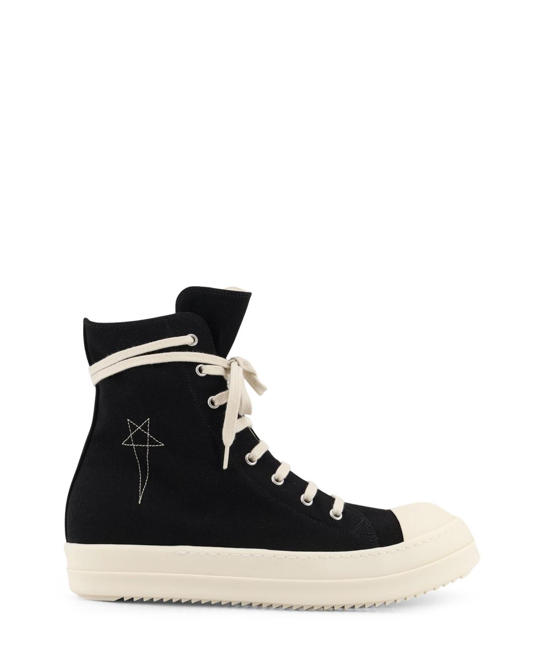 RICK OWENS DRKSHDW Черные текстильные высокие кроссовки / кеды, фото 1