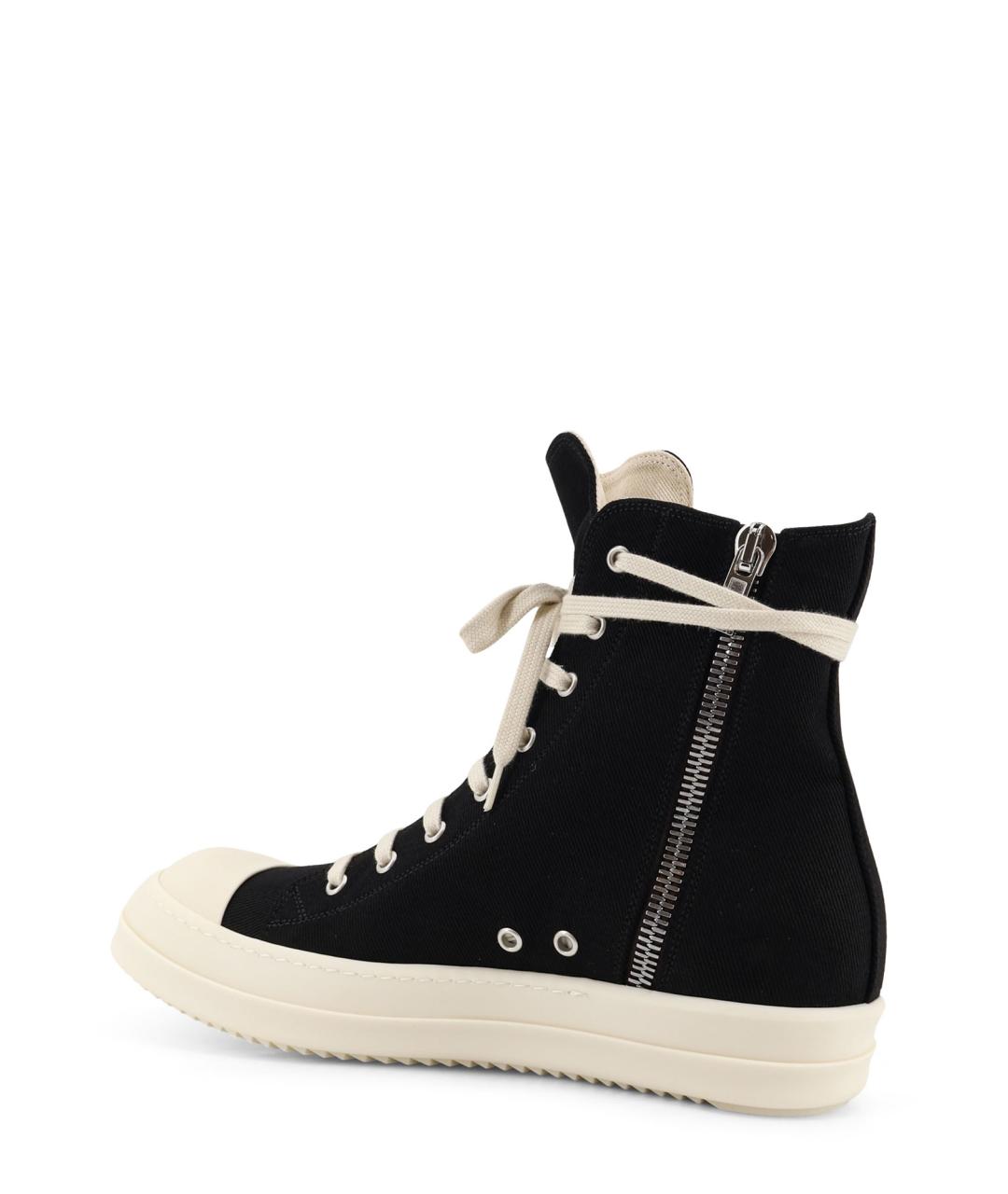 RICK OWENS DRKSHDW Черные текстильные высокие кроссовки / кеды, фото 3