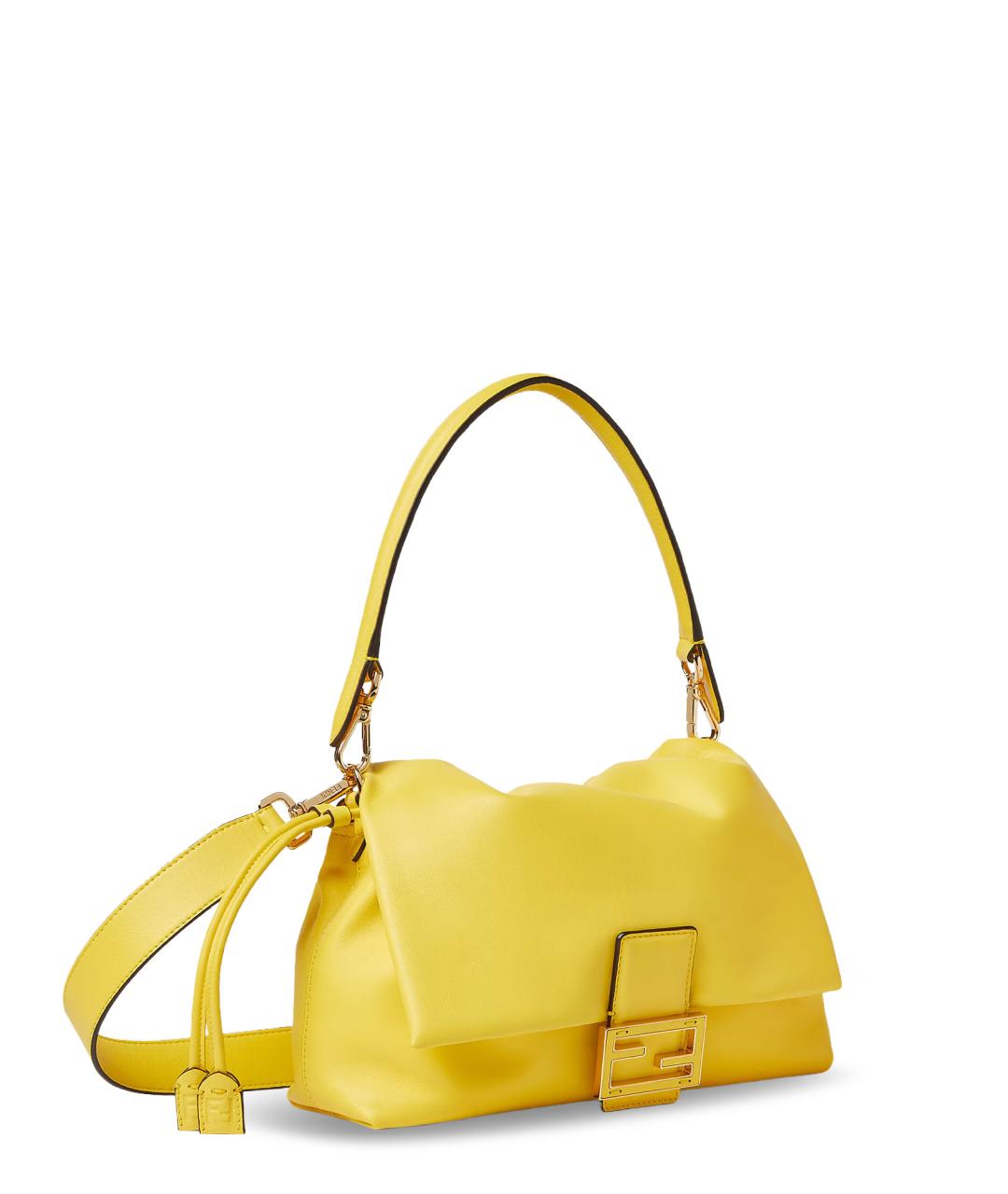 FENDI Желтая кожаная сумка через плечо, фото 3