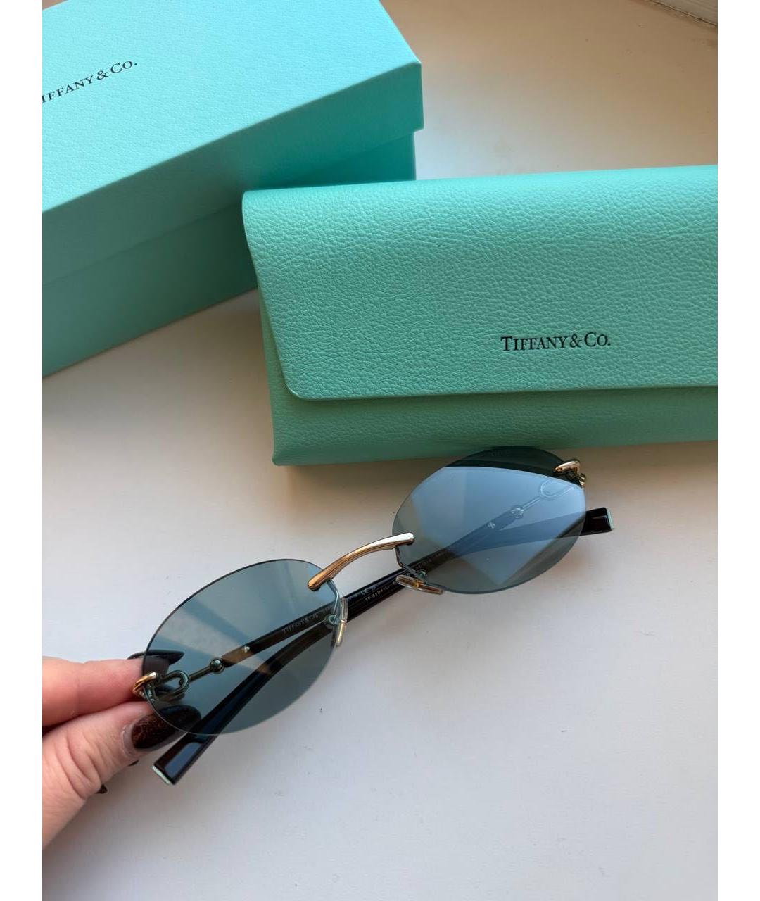 TIFFANY&CO Антрацитовые металлические солнцезащитные очки, фото 2