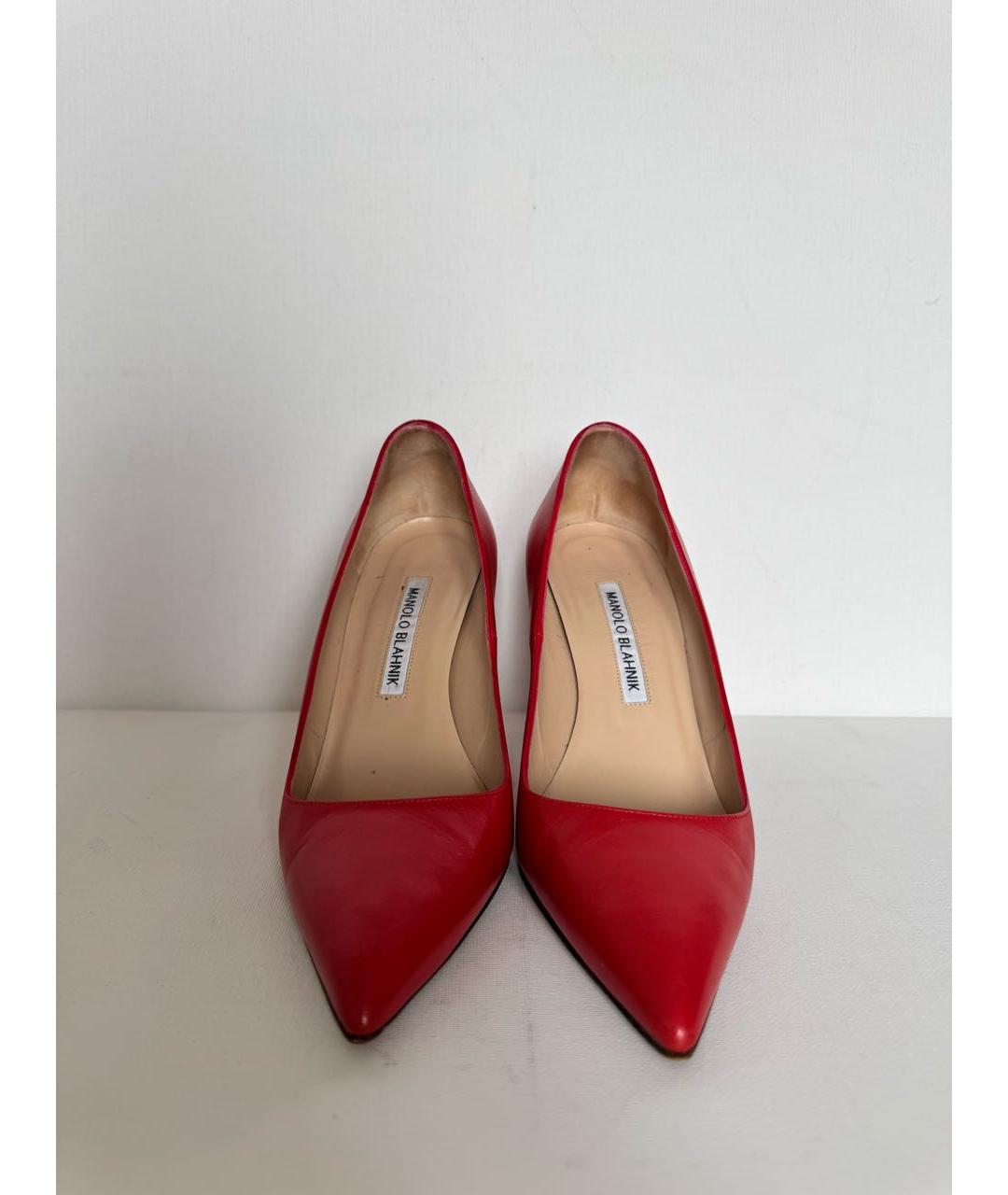 MANOLO BLAHNIK Красные кожаные туфли, фото 2