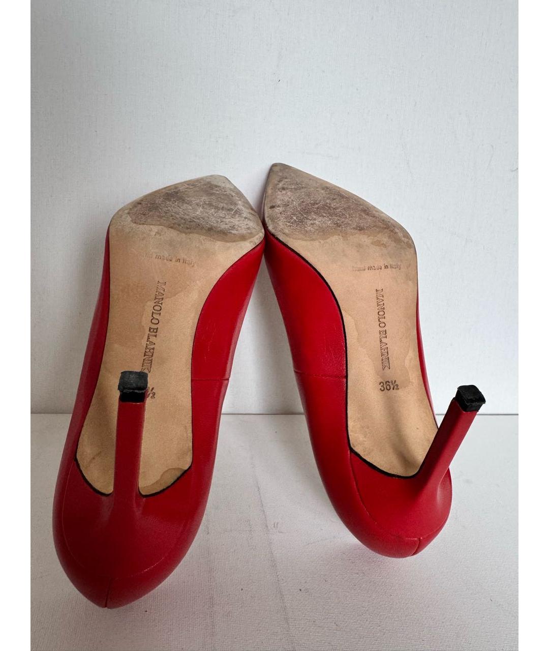 MANOLO BLAHNIK Красные кожаные туфли, фото 7